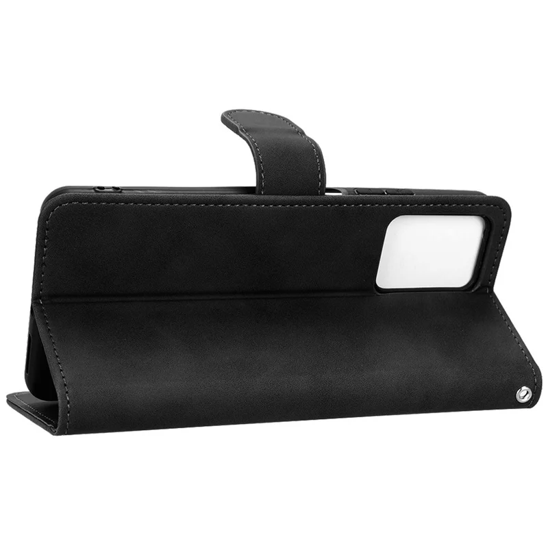 For ZTE Blade A72 5G Skin-Touch Feeling PU Leather Flip Case Magnetic Closure Stand Shockproof TPU Inner Shell Wallet Cover - Black