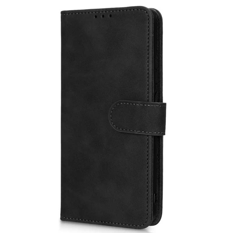 For ZTE Blade A72 5G Skin-Touch Feeling PU Leather Flip Case Magnetic Closure Stand Shockproof TPU Inner Shell Wallet Cover - Black