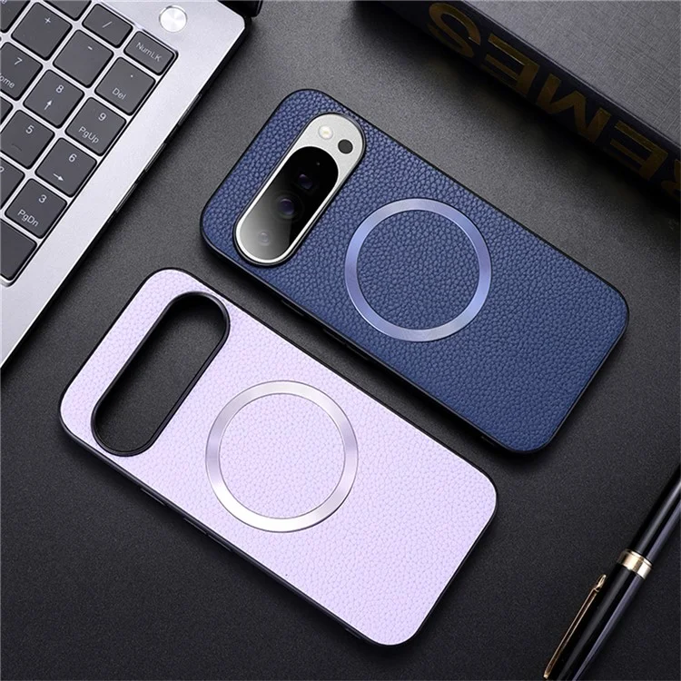 Для Google Pixel 9 Pro / Pixel 9 Case, Совместимый с Magsafe Litchi Texture pu Leather+TPU Phone Cover - Черный