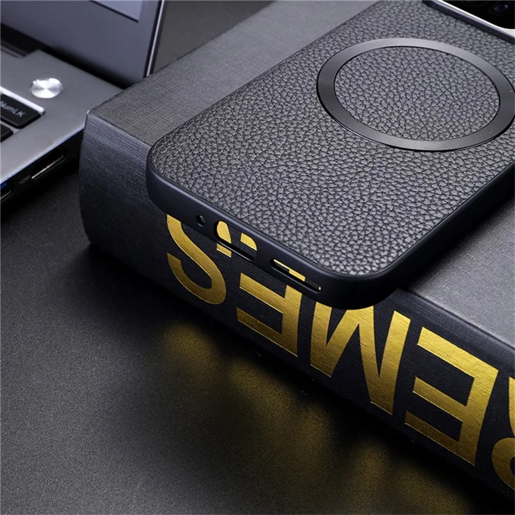 Для Google Pixel 9 Pro / Pixel 9 Case, Совместимый с Magsafe Litchi Texture pu Leather+TPU Phone Cover - Черный