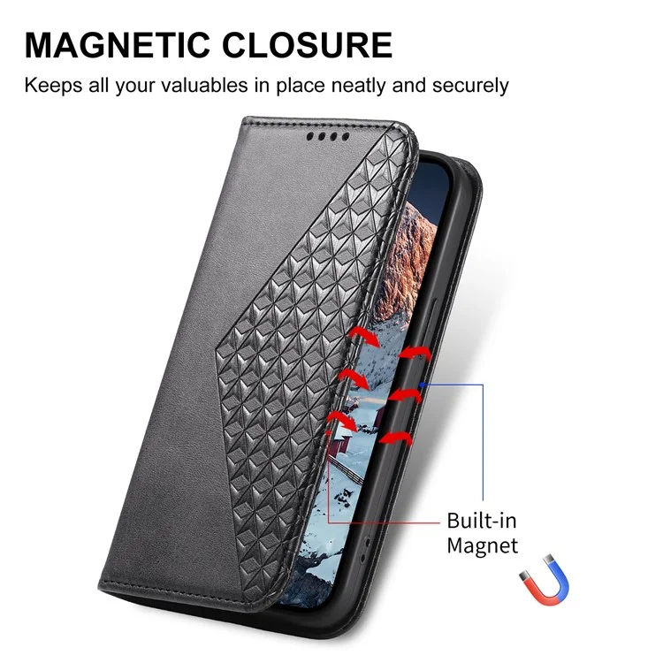 Capa de Telefone para Xiaomi Poco C75 4G / Redmi 14R 5G / 14C 4G Textura de Bezerro Couro PU Capa de Telefone com Carteira - Preto