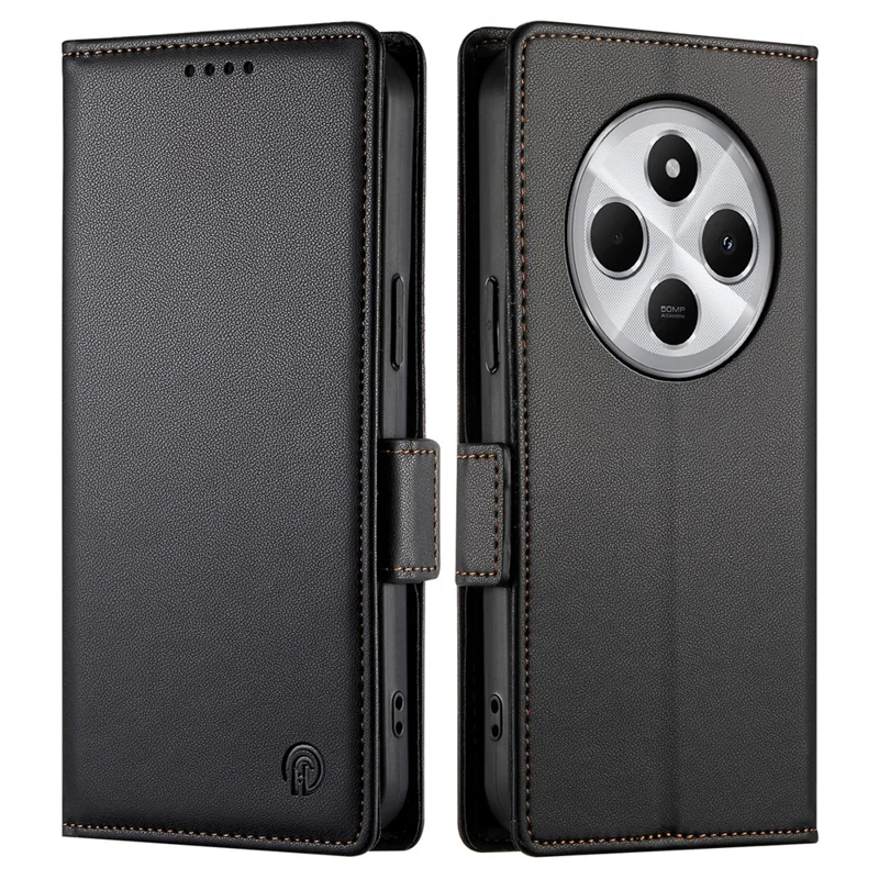DF-010 Para Xiaomi Redmi 14C 4G Stand Case PU Cubierta de Teléfono de Cuero - Negro