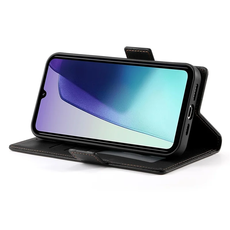 DF-010 Para Xiaomi Redmi 14C 4G Stand Case PU Cubierta de Teléfono de Cuero - Negro
