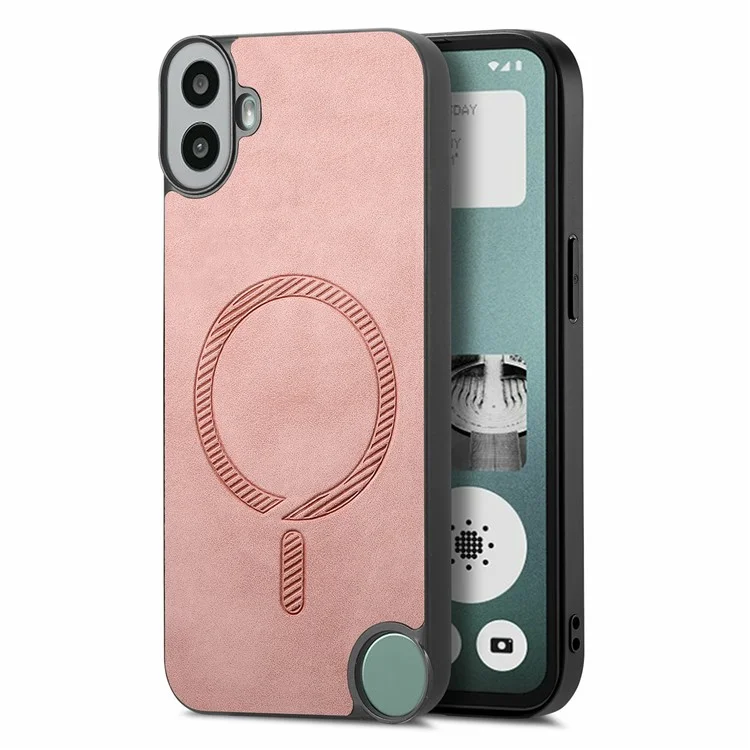 For Nothing CMF Phone 1 Leather Back Case Compatible with MagSafe Skin-Touch Phone Cover - Pink