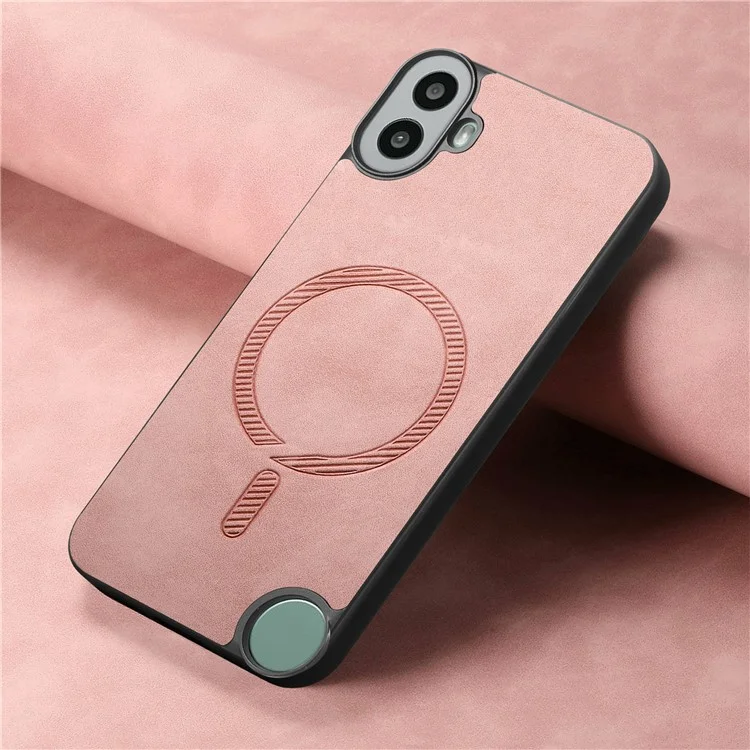 For Nothing CMF Phone 1 Leather Back Case Compatible with MagSafe Skin-Touch Phone Cover - Pink