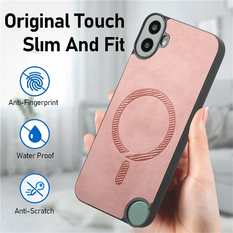 For Nothing CMF Phone 1 Leather Back Case Compatible with MagSafe Skin-Touch Phone Cover - Pink