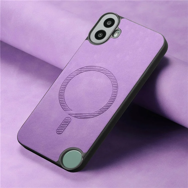 For Nothing CMF Phone 1 Leather Back Case Compatible with MagSafe Skin-Touch Phone Cover - Purple