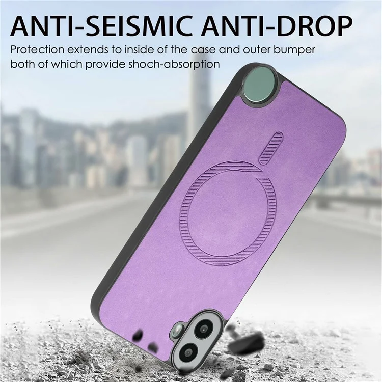 For Nothing CMF Phone 1 Leather Back Case Compatible with MagSafe Skin-Touch Phone Cover - Purple