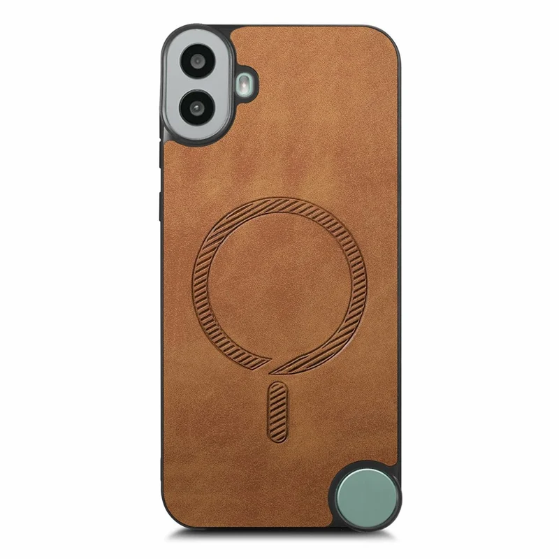 For Nothing CMF Phone 1 Leather Back Magnetic Case Skin-Touch Phone Cover - Brown