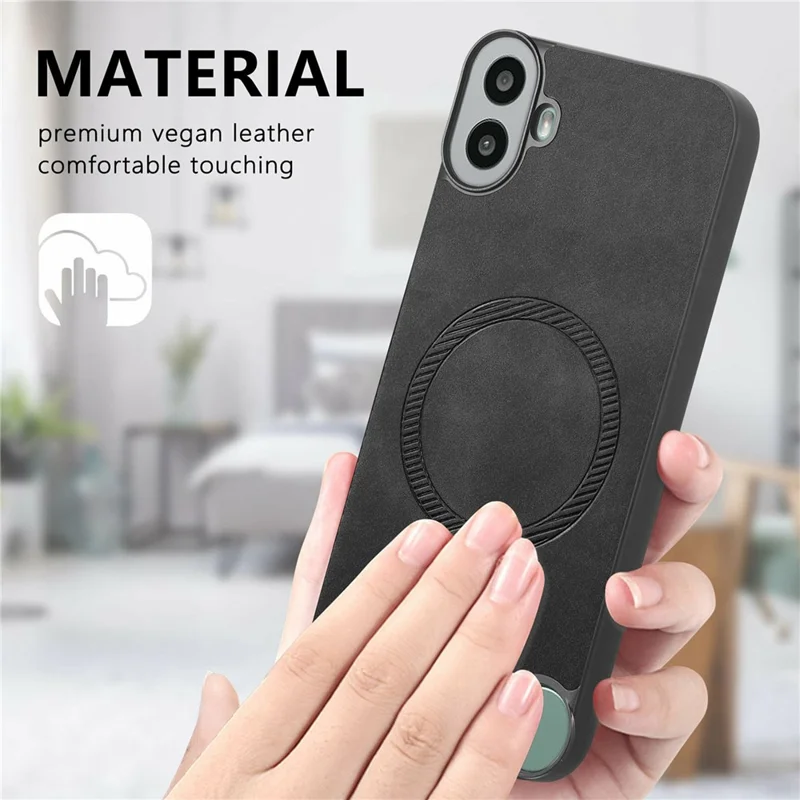 For Nothing CMF Phone 1 Leather Back Magnetic Case Skin-Touch Phone Cover - Brown
