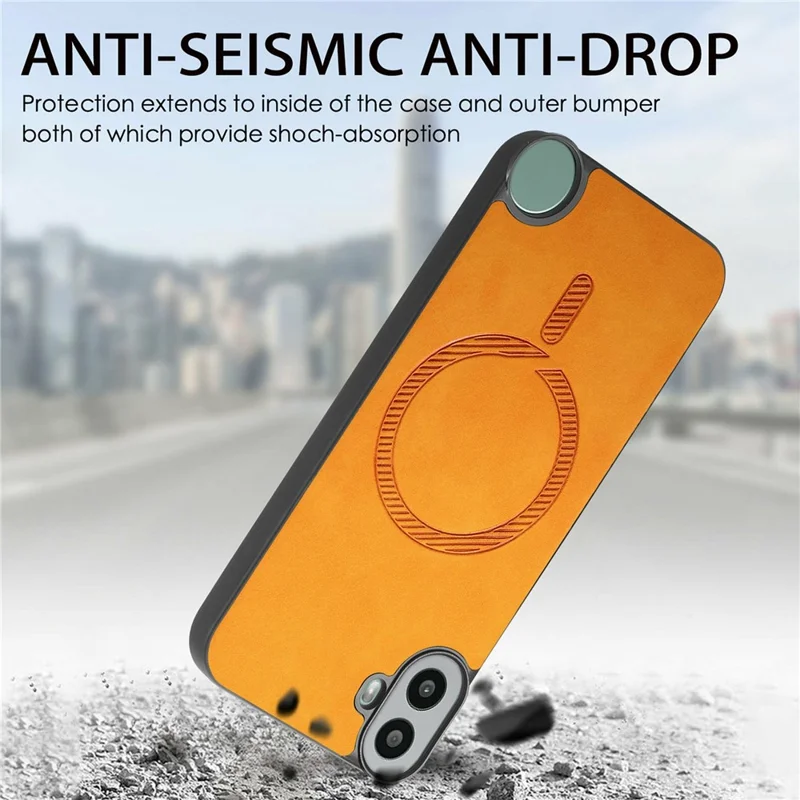 For Nothing CMF Phone 1 Leather Back Magnetic Case Skin-Touch Phone Cover - Brown