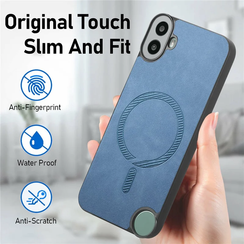 For Nothing CMF Phone 1 Leather Back Magnetic Case Skin-Touch Phone Cover - Brown