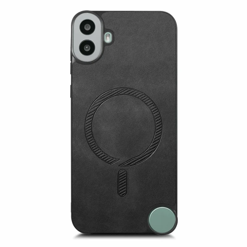 For Nothing CMF Phone 1 Leather Back Case Compatible with MagSafe Skin-Touch Phone Cover - Black