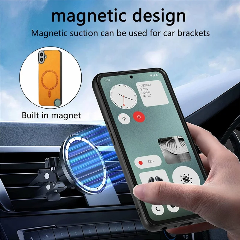 For Nothing CMF Phone 1 Leather Back Case Compatible with MagSafe Skin-Touch Phone Cover - Black