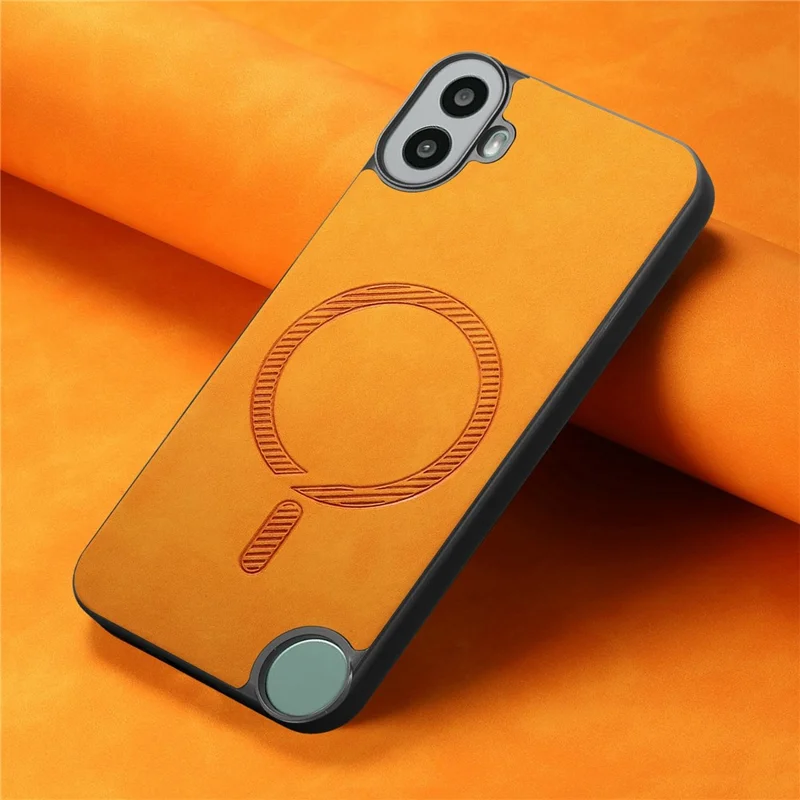 For Nothing CMF Phone 1 Leather Back Magnetic Case Skin-Touch Phone Cover - Yellow