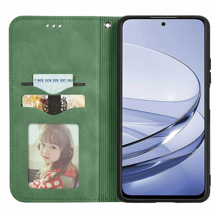 Para ZTE Blade V60 Case de Design Skin Touch Feeling Cheather Carthe Tampa Absorção Magnética - Verde