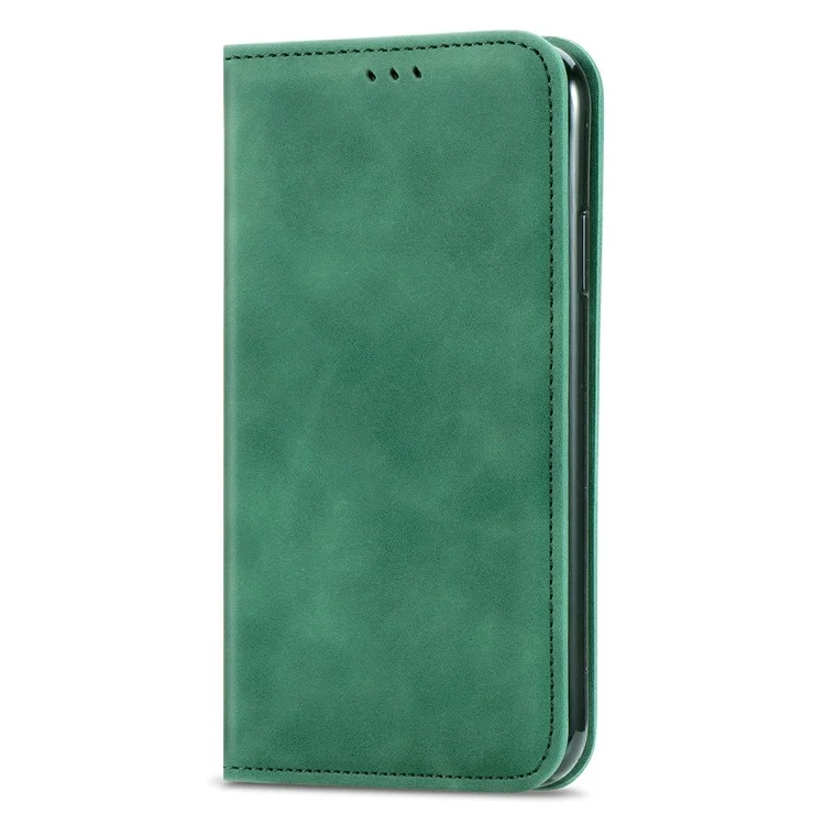 Para ZTE Blade V60 Case de Design Skin Touch Feeling Cheather Carthe Tampa Absorção Magnética - Verde