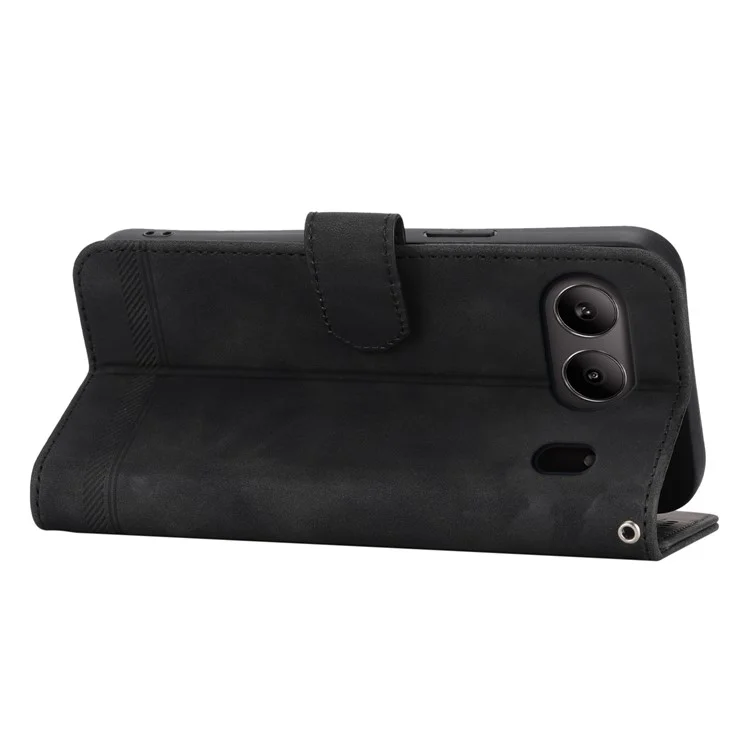 Dierfeng DF-03 Per OnePlus Nord 4 Linee in Pelle Coperchio Del Portafoglio Telefonico - Nero