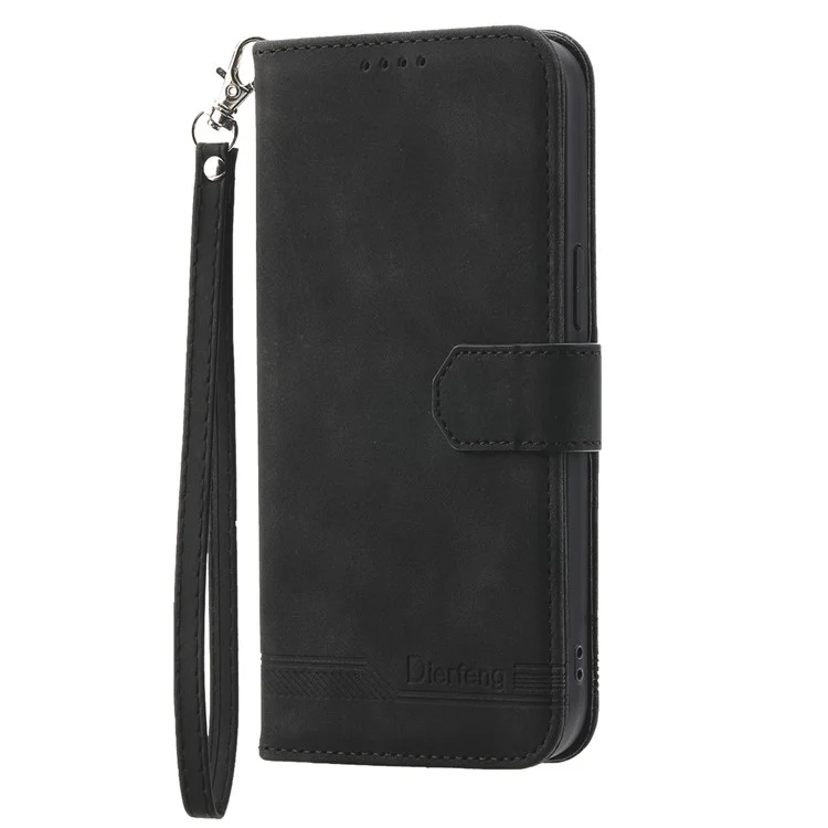 Dierfeng DF-03 Per OnePlus Nord 4 Linee in Pelle Coperchio Del Portafoglio Telefonico - Nero