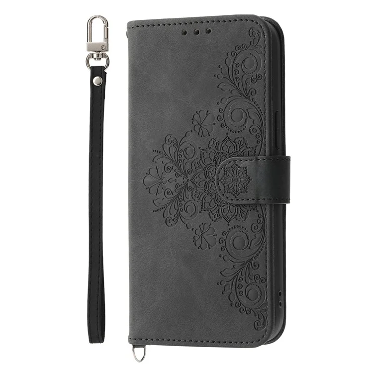 Per OnePlus Nord 4 Case Pattern Flower Papertoni in Pelle Pechetto Coperchio Con Cinturino - Nero
