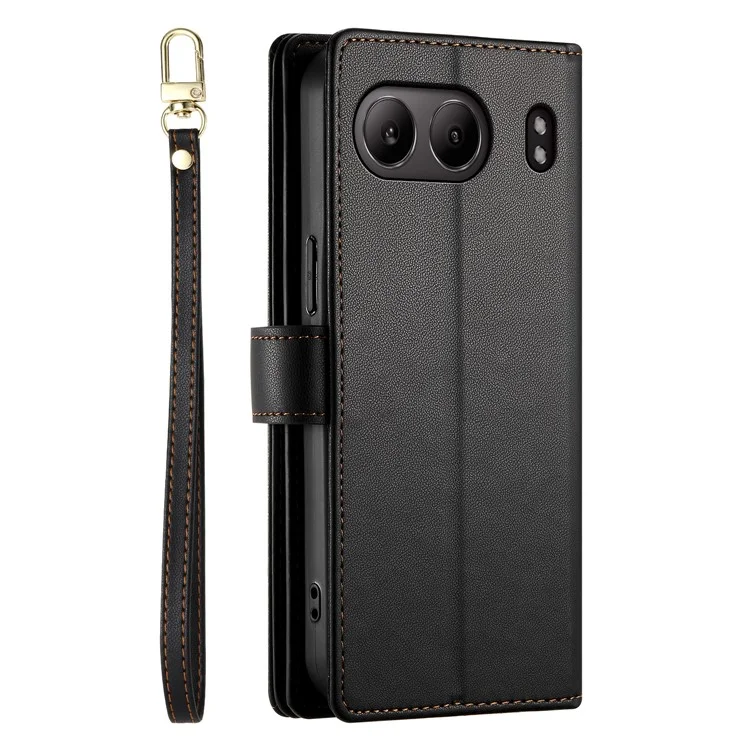 DF-011 Для OnePlus Nord 4 Case Case Zipper Pocket Coverlet Chother Phone Cover с Ремнями - Черный