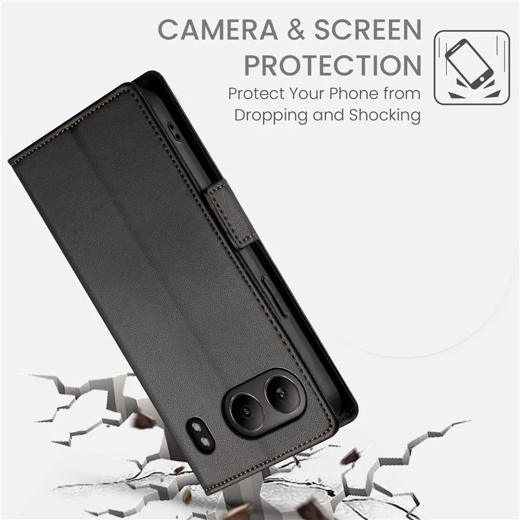 DF-010 For OnePlus Nord 4 Stand Case PU Leather Wallet Phone Cover - Black
