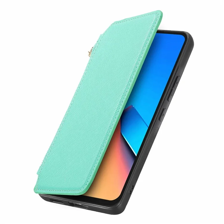 CASENEO For Xiaomi Poco M6 Pro 5G / Redmi 12 4G / 5G (Global) Case Cross Texture Leather Detachable Magnetic Phone Cover - Green