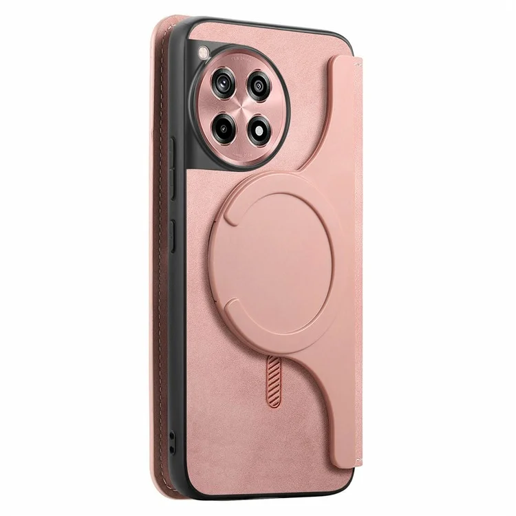 CASENEO For OnePlus Ace 3 5G / 12R 5G Case Cross Texture Leather Detachable Magnetic Phone Cover - Pink