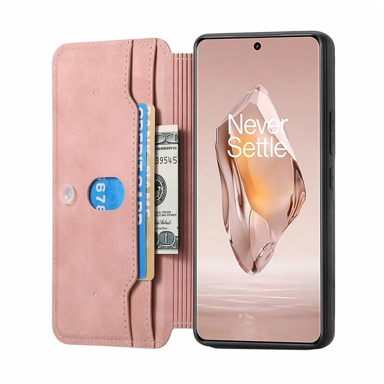 CASENEO For OnePlus Ace 3 5G / 12R 5G Case Cross Texture Leather Detachable Magnetic Phone Cover - Pink
