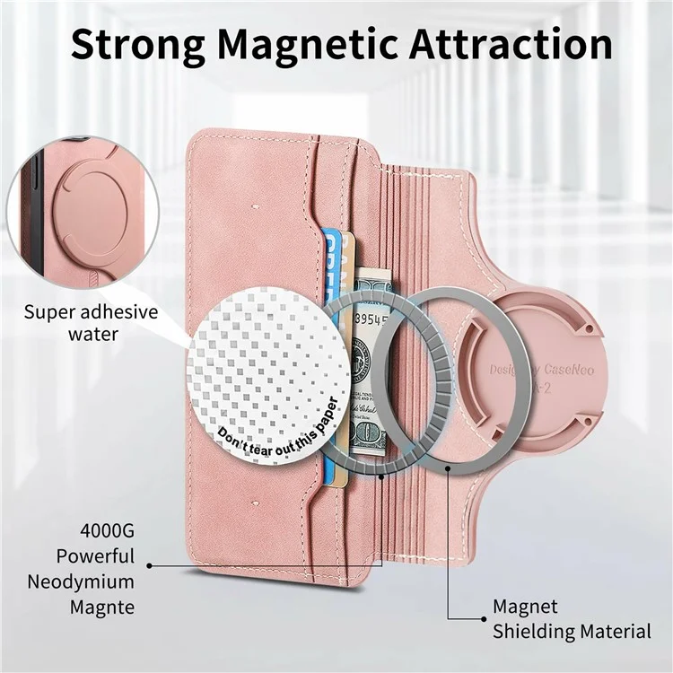 Caseneo Para Huawei Pura 70 Ultra Caso Cruzamento Couro Couro Destacável Tampa de Telefone Magnético - Rosa