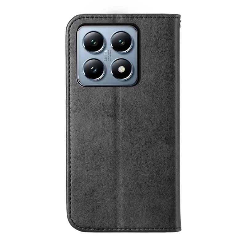 Для Xiaomi 14t Pro Case Case Текстуру Текстуры PU Кожаная Телефона с Кошельком с Кошельком - Черный