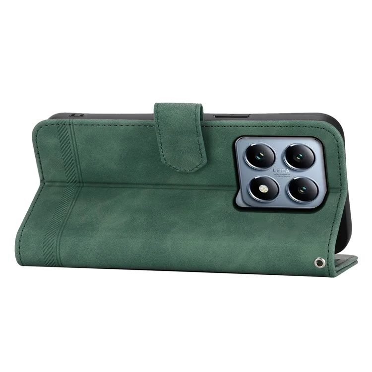 Dierfeng DF-03 Pour Xiaomi 14T Pro Cuir Lignes de Boîtier Imprime Couverture de Téléphone - Vert