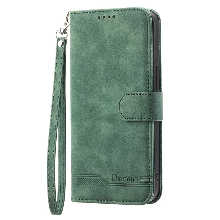 Dierfeng DF-03 Pour Xiaomi 14T Pro Cuir Lignes de Boîtier Imprime Couverture de Téléphone - Vert