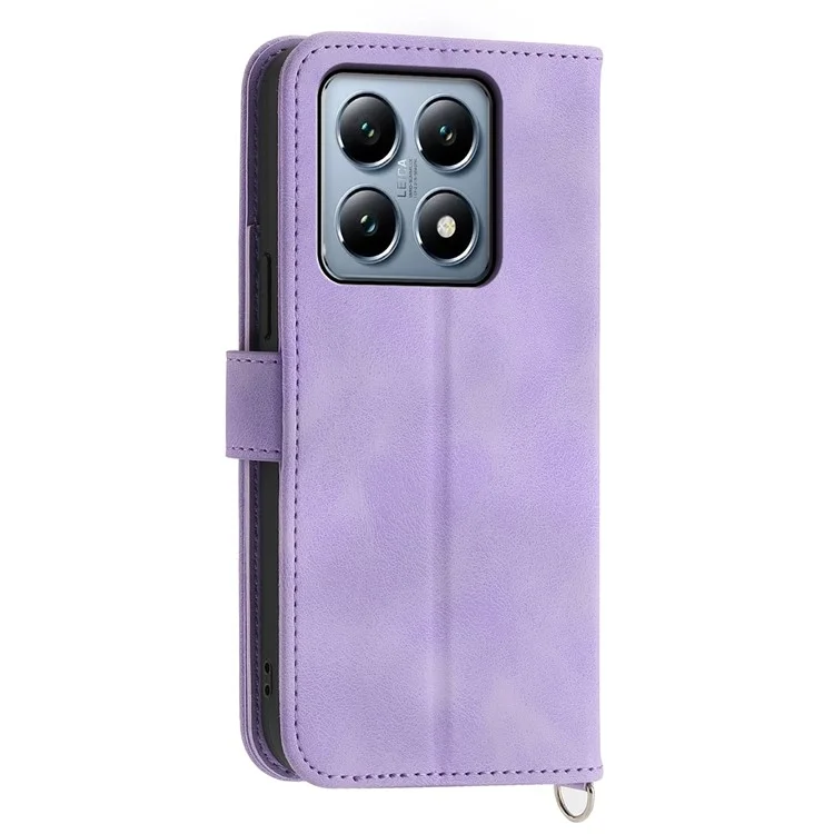 Para Xiaomi 14t Pro Case Patrón de Flores PU Cubierta de Teléfono de Cuero Con Correa - Púrpura Ligera