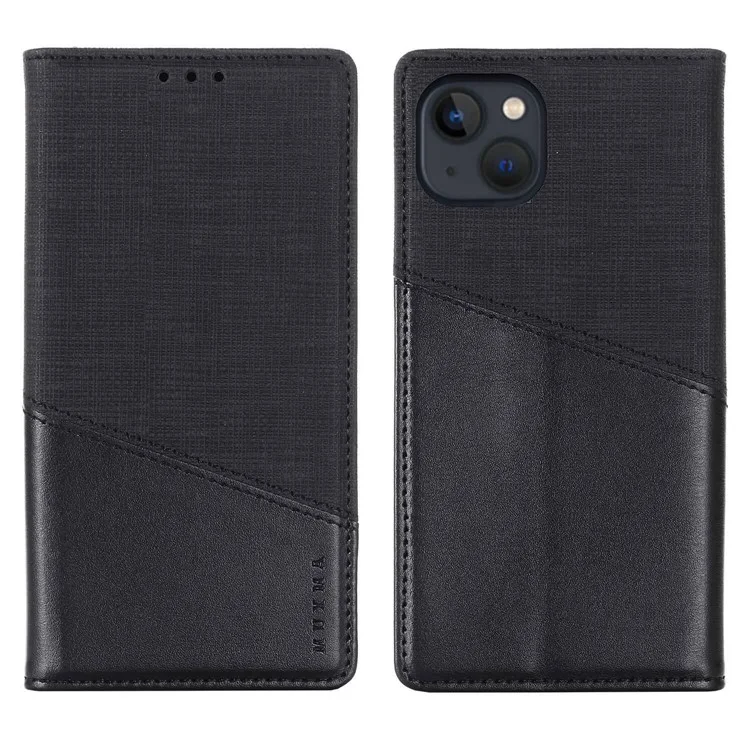 MUXMA MX109 Wallet Stand Case For Iphone 14 Plus, Magnetic Auto-absorbed PU Leather Phone Cover With RFID Blocking Function - le Noir