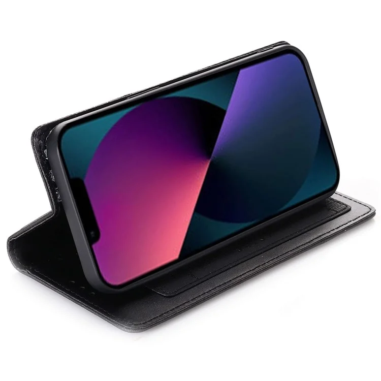 MUXMA MX109 Wallet Stand Case For Iphone 14 Plus, Magnetic Auto-absorbed PU Leather Phone Cover With RFID Blocking Function - le Noir