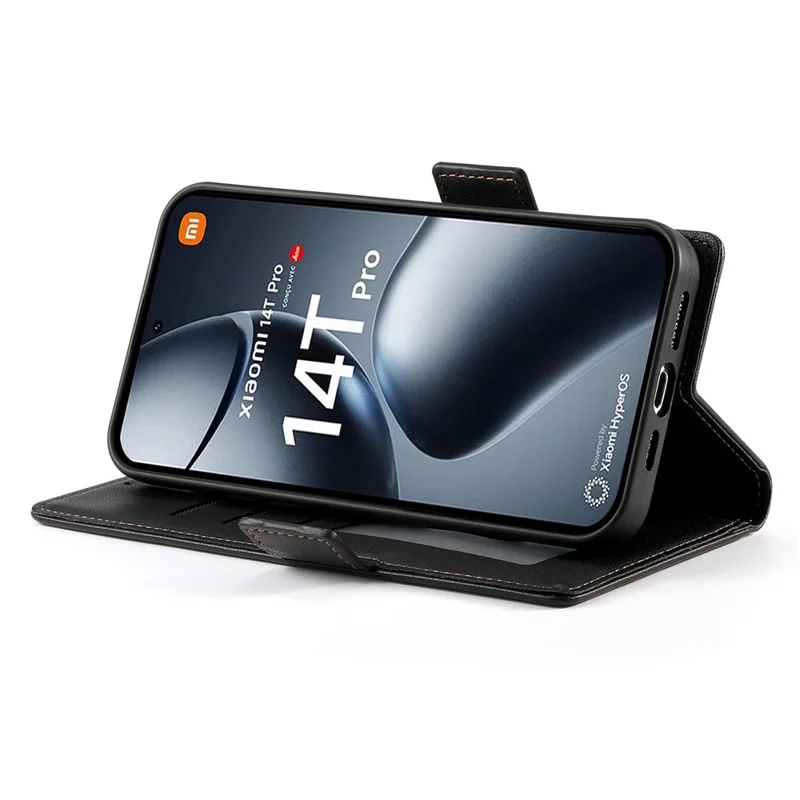 DF-010 Para Xiaomi 14t Pro Stand Case PU Cuero de Cuero Cover - Negro