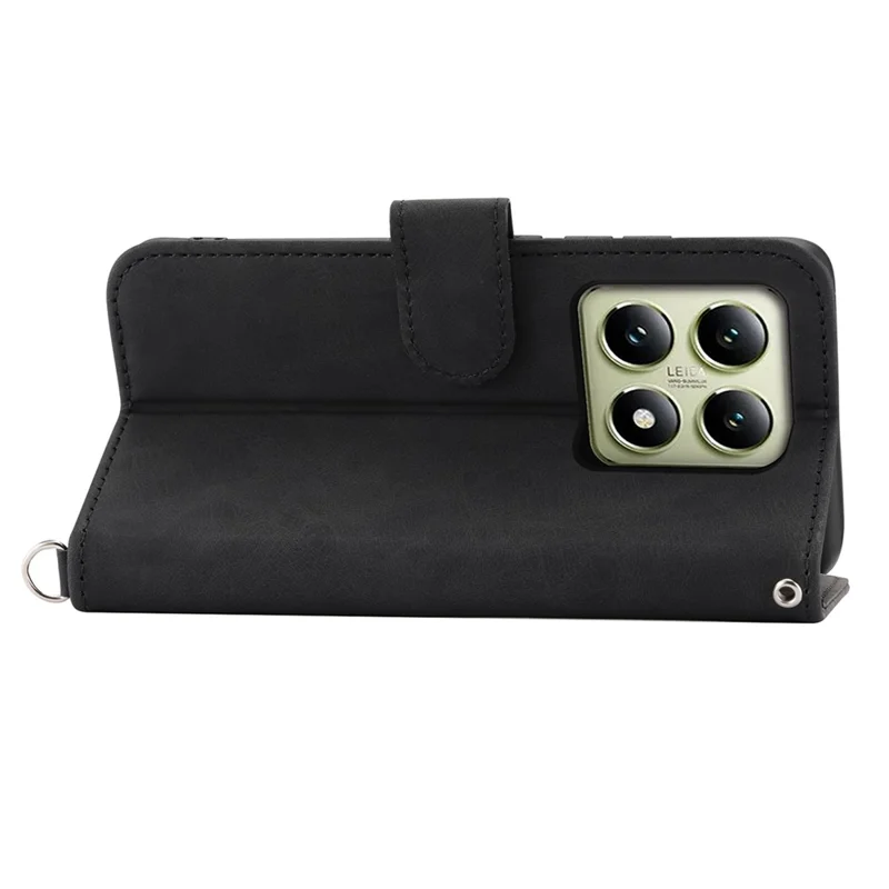 Für Xiaomi 14T Case Blumenmuster PU-Leder-Wallet-Handyhülle mit Schlaufe - Schwarz
