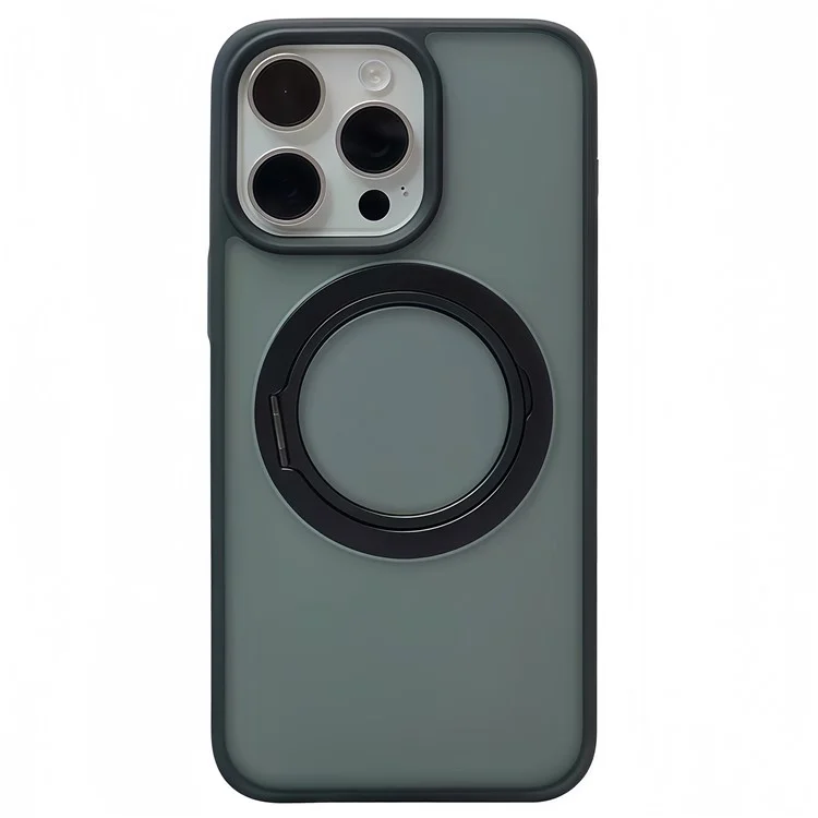 Для Iphone 16 Pro Case Совместится с Magsafe Rotating Kickstand TPU+PC Phone Cope Phone - Матовый Черный