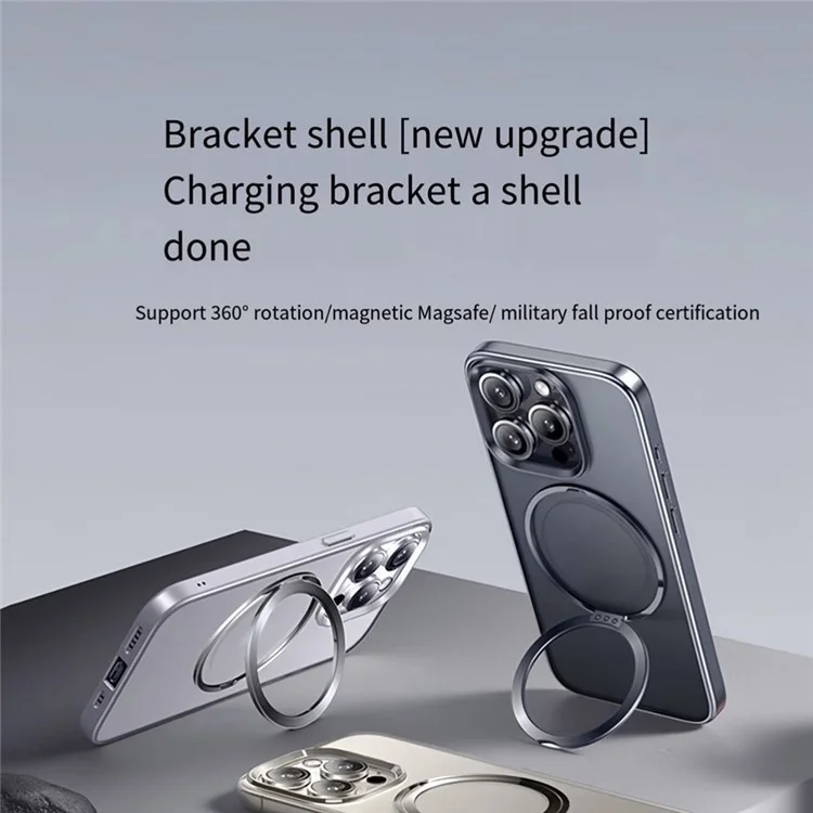 Для Iphone 16 Pro Case Совместится с Magsafe Rotating Kickstand TPU+PC Phone Cope Phone - Матовый Черный
