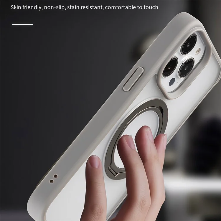 Для Iphone 16 Pro Max Case Совместится с Magsafe Roting Kickstand TPU+PC Phone Cople - Матовый Черный