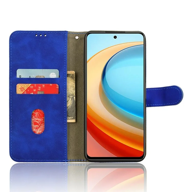 For ZTE Blade A75 5G Leather Case Skin-Feel Anti-Drop Wallet Flip Phone Cover - Blue