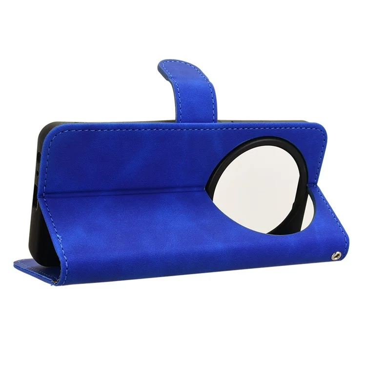 For ZTE Blade A75 5G Leather Case Skin-Feel Anti-Drop Wallet Flip Phone Cover - Blue