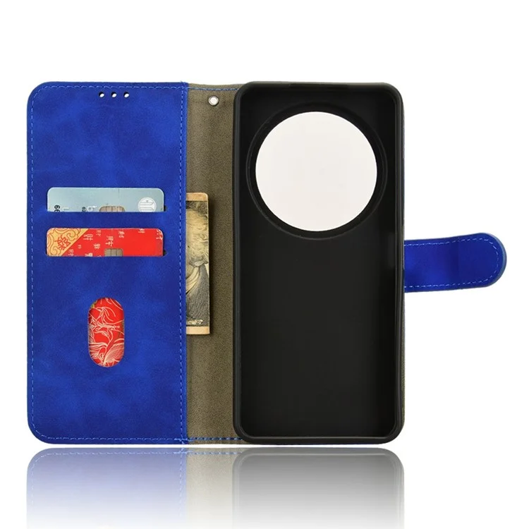 For ZTE Blade A75 5G Leather Case Skin-Feel Anti-Drop Wallet Flip Phone Cover - Blue