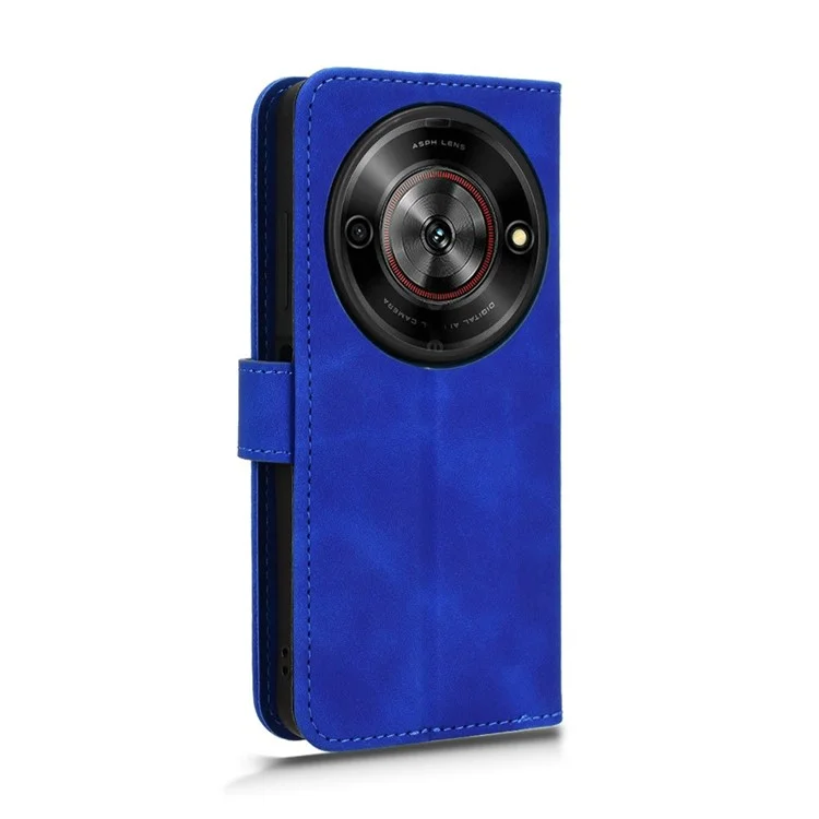 For ZTE Blade A75 5G Leather Case Skin-Feel Anti-Drop Wallet Flip Phone Cover - Blue