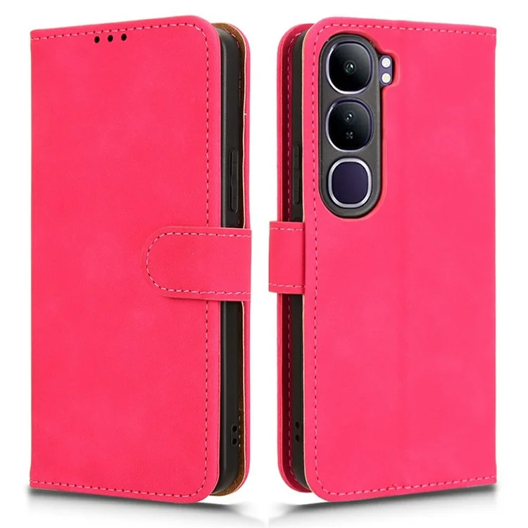 For vivo V40 Lite 5G Leather Case Skin-Feel Anti-Drop Wallet Flip Phone Cover - Rose