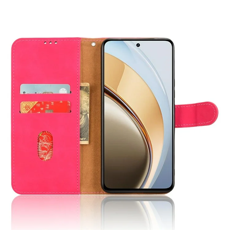 For vivo V40 Lite 5G Leather Case Skin-Feel Anti-Drop Wallet Flip Phone Cover - Rose