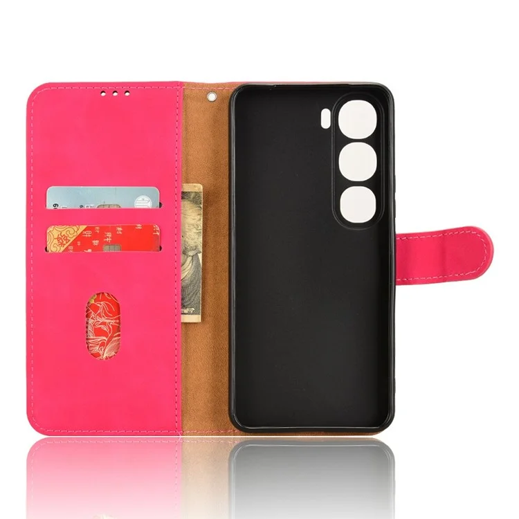 For vivo V40 Lite 5G Leather Case Skin-Feel Anti-Drop Wallet Flip Phone Cover - Rose
