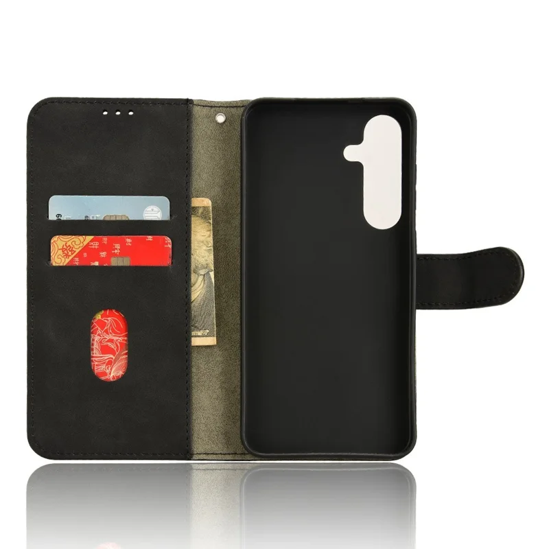 Para Samsung Galaxy S24 fe Case de Cuero Feel Anti-Drop Willet Flip Cover de Teléfono - Negro