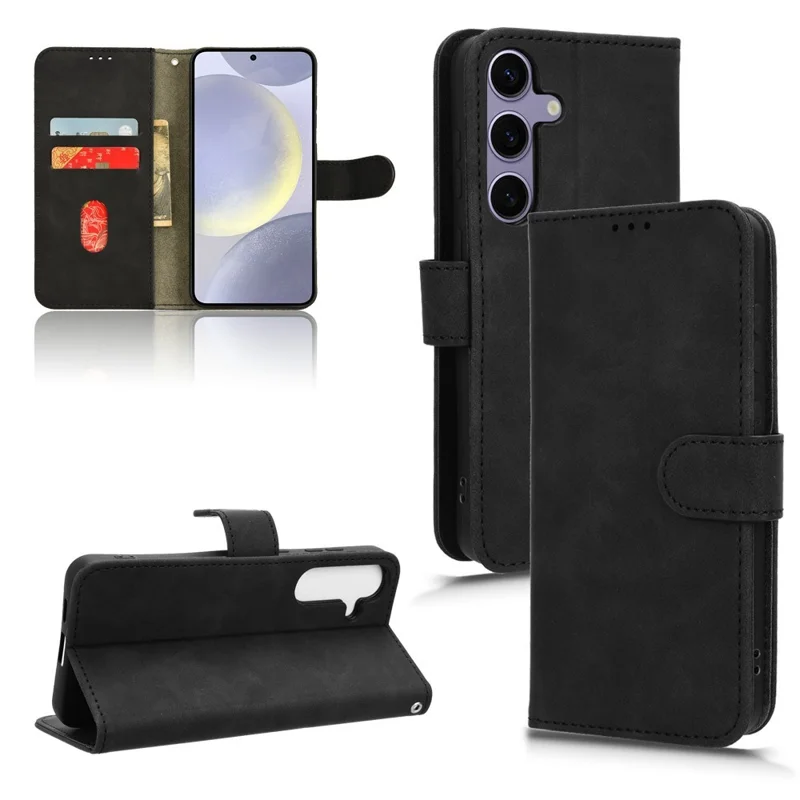 Para Samsung Galaxy S24 fe Case de Cuero Feel Anti-Drop Willet Flip Cover de Teléfono - Negro